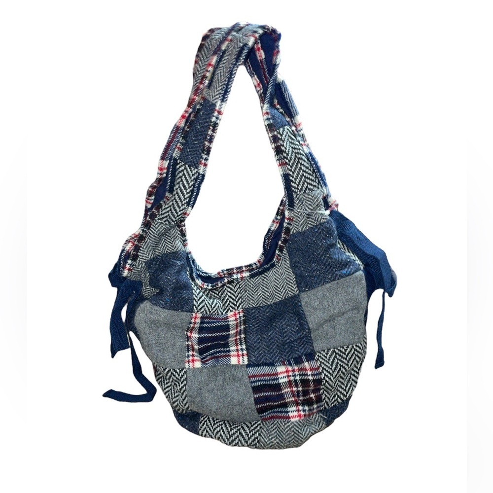 American Eagle Outfitters Plaid Shoulder Bag - Blue and Gray